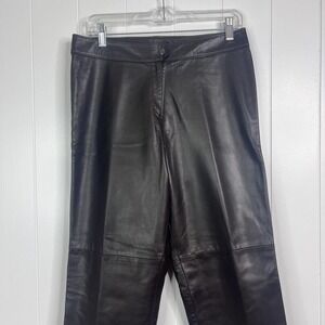 Vintage Lyn Made in Canada Chocolate Brown 100% Leather Fully‎ Lined Pants SZ 10